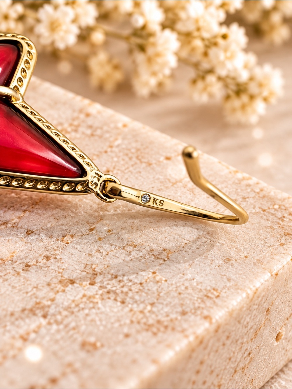Kendra Scott Ada Gold Star Drop Earrings in Cobalt Red Illusion - Picture 5 of 6